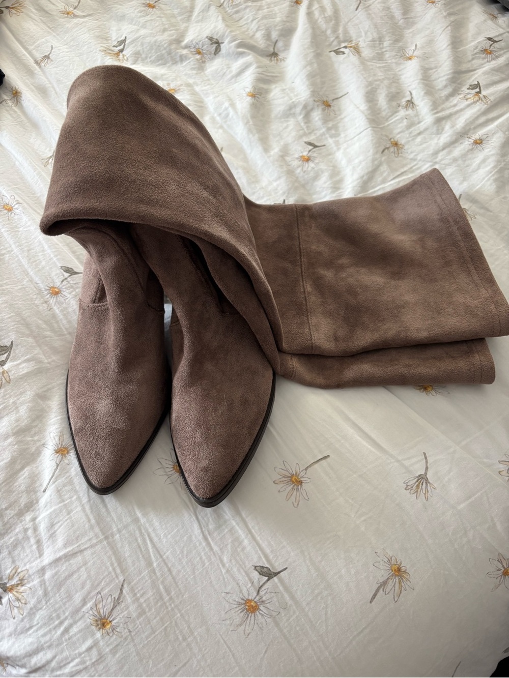 Thursday Boot Company Over-the-Knee Suede Boots in Taupe